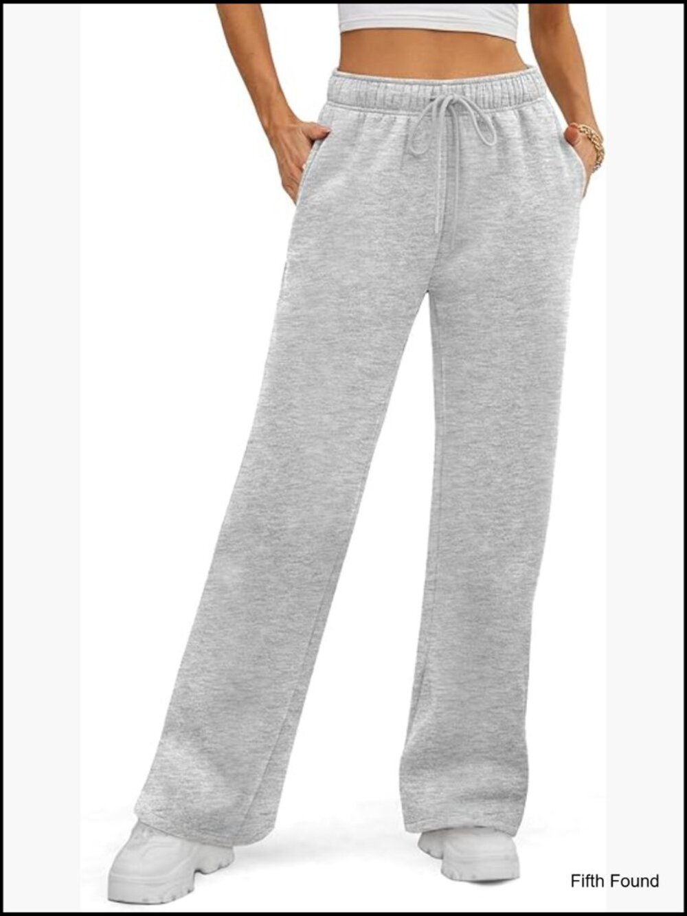 Womens Baggy Wide Leg Fleece Lined Sweatpants High Rise Drawstring Joggers